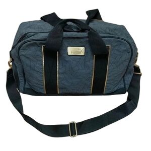 PUMA Duffle Bag Black and Grey with Gold Hardware Gym Workout